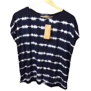 NWT Francesca's blue rain striped short sleeve shirt size XS